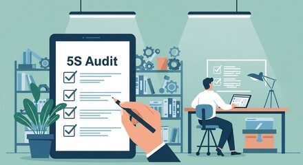 Completing Checklist on Tablet for Audit Review