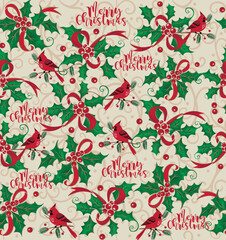 New wallpaper Christmas poinsettia with cardinal birds and Merry christmas greetings 2026