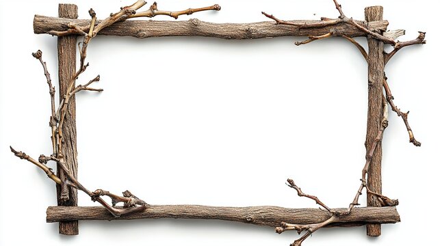 Rustic wood twig frame