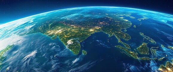 Background of planet Earth, blue sky, close-up, high-resolution photography, high-quality details, space view from orbit, photorealistic, cinematic, black background