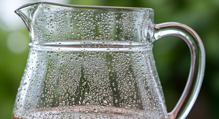Refreshing Beverage Still Life Displaying Condensation on Glass Pitcher