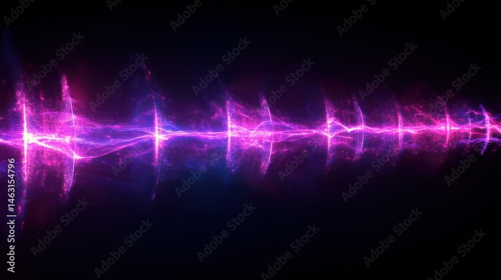 Wall mural abstract energy wave, vibrant pink and blue. particles flowing in a rhythmic pattern. dynamic and po
