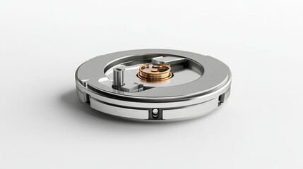 Close-up view of a watch movement, intricate details of gears and components