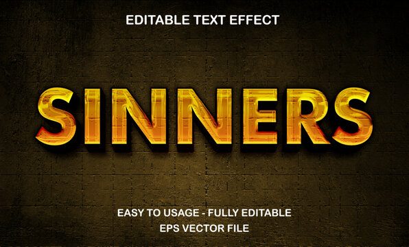 Sinners text effect, editable title movie text style