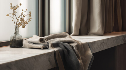 Serene linen placemat draped over marble surface highlighting refined textures and elegance in table settings