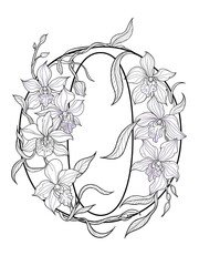 Letter O Flower Monogram – Coloring Page Design