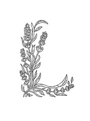 Letter L Flower Monogram – Coloring Page Design