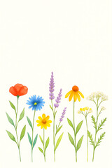 Colorful Wildflower Border Stationery – Field Flower Writing Page