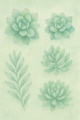 Succulent and Soft Green Background Journal Page
