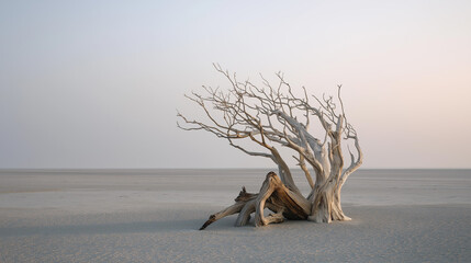 Tranquil driftwood sculpture balanced on textured surface establishing focal points for serene interior styling inspirations