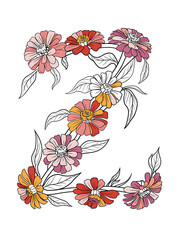 Stylized Letter Z Monogram with Floral Overlay