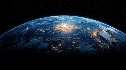 Fototapeta premium A stunning view of Earth from space, showcasing its blue oceans and atmospheric glow.