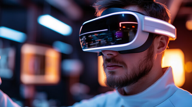 Immersive VR Developer Testing Futuristic Interface Virtual Reality Concept
