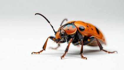 Naklejka premium A vibrant bug, sharply focused against a stark white backdrop, sharp focus, graphic