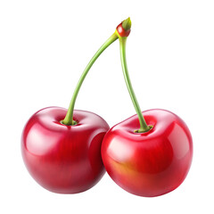 A simple digital illustration of two cherries on a transparent background