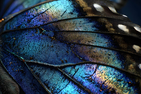 Close-up view of intricate butterfly wing textures and colors.