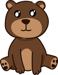 Bear cartoon animal front view vector illustration