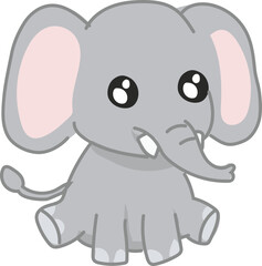Elephant cartoon animal front view vector illustration