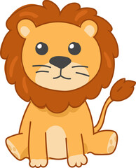 Fototapeta premium Lion cartoon animal front view vector illustration