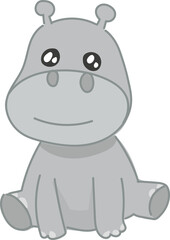 Hippo cartoon animal front view vector illustration