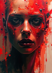 Bold Abstract Art of a Woman's Face V7