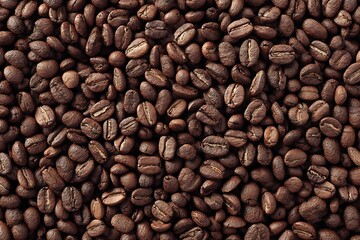 Fototapeta premium Roasted Coffee Beans Background Showcasing Rich Texture and Aromatic Potential