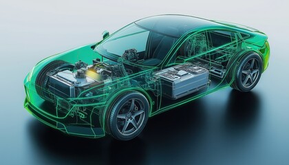 Futuristic Hydrogen Fuel Cell Vehicle Concept Technology Render