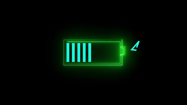 Abstract sign of the neon battery charging animation
Important information, Graphic Animation of Floating Battery on the digital grid are being fully charged,green energy battery full charged eco frie