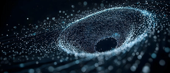 Abstract Dark Blue Glowing Particles Spiral Design
