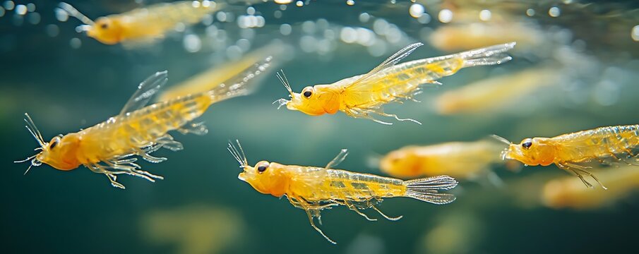 Tiny, vibrant yellow aquatic larvae