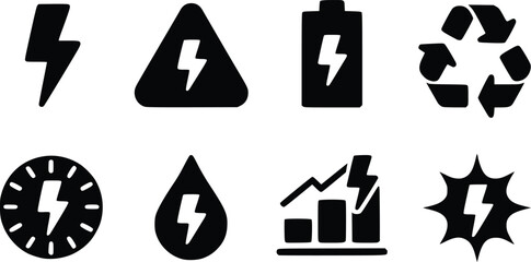 Power Surge Icons: Electric Energy Vector Pack for High-Impact Designs
