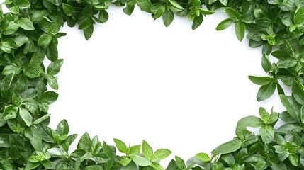 Fresh greenery border on white
