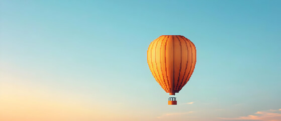 Pixel Art Hot Air Balloon At Sunrise