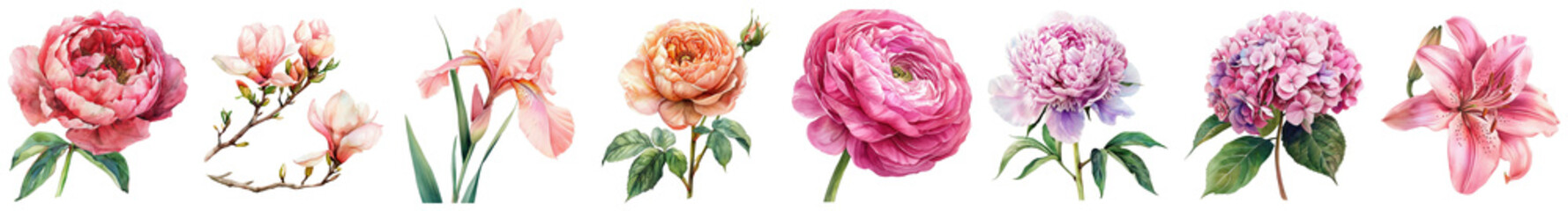 Delicate Floral Arrangements Featuring Pink, White, and Lavender Blooms with Lush Green Leaves for Elegant Designs