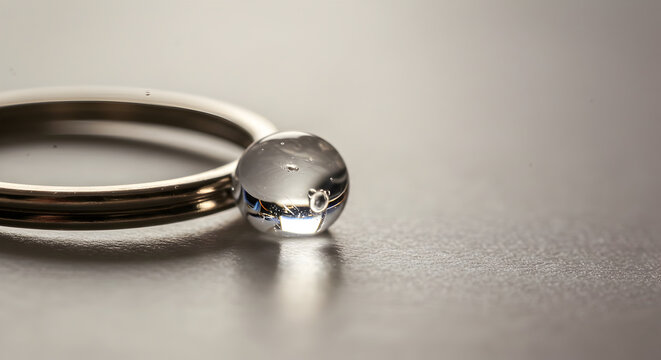 Subtle Tension Captivating Silver Ring Adorned with a Miniature Crystalline Sphere