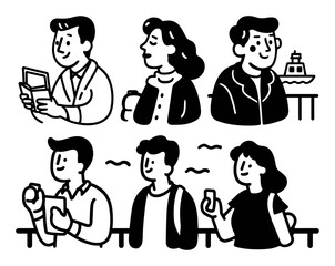 Lively Doodle Illustrations of People Engaging in Various Activities
