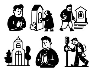 Cartoon Doodle Illustrations of People Engaged in Various Activities