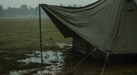 Drenched Camping Experience A Tent in The Miserable Rainy Weather