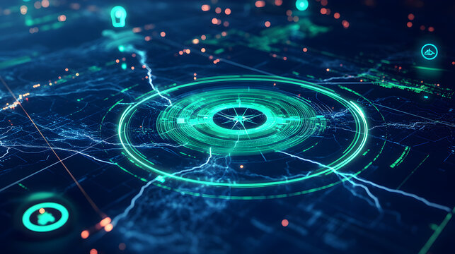 Digital Radar Interface Displaying Dynamic Target Tracking and Detection Visualization