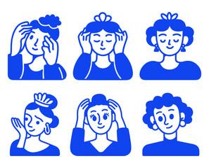 Expressive Cartoon Characters with Different Hairstyles and Emotions