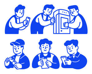 Cartoon Doodle Illustrations of People Engaged in Daily Activities