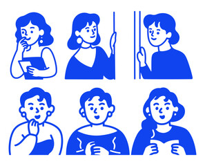 Fun Cartoon Doodle Collection of Female Characters in Various Poses