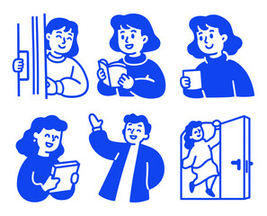 Engaging Doodle Cartoon Characters in Various Daily Activities