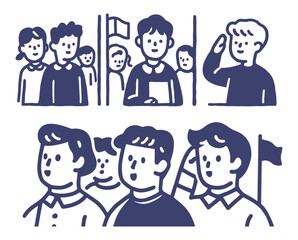 Fototapeta premium Fun Doodle Style Cartoon Characters in Various Poses and Expressions