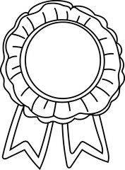 Award ribbon graduation line art vector illustration