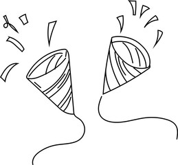 Confetti poppers graduation line art vector illustration