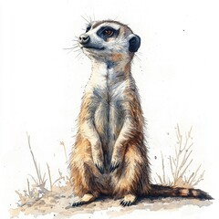 Fototapeta premium Detailed Illustration of a Meerkat Standing on Hind Legs