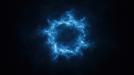 A glowing blue electric ring with swirling energy patterns set against a dark background.