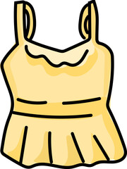 Yellow sleeveless top cartoon fashion clothing vector illustration