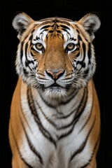 Obraz premium a close up of a tiger looking at the camera with a black background